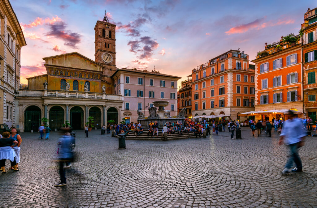 trastevere Rome neighborhood with late afternoon sky