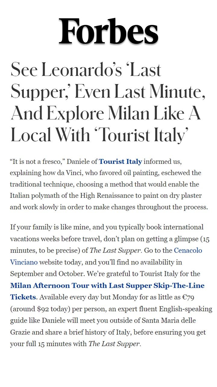 Forbes Tourist Italy Last Supper