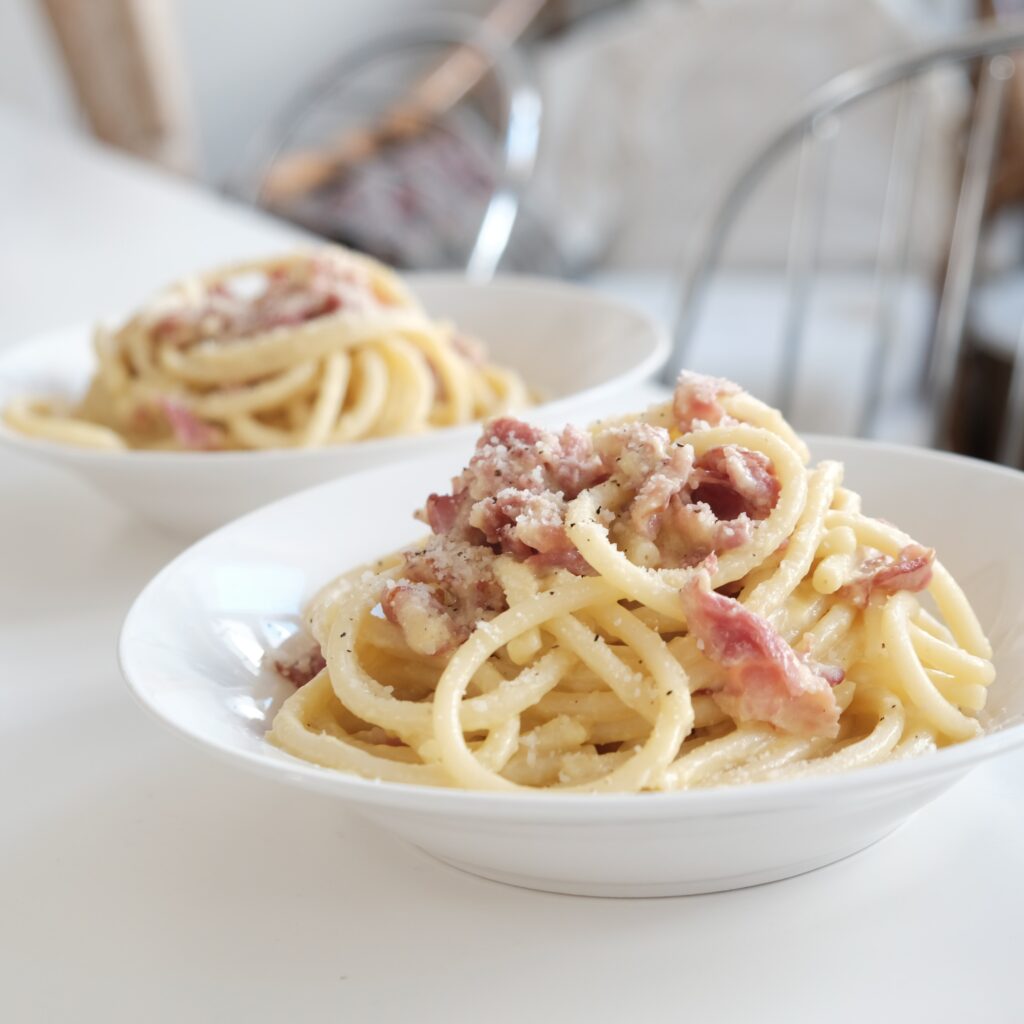 Spaghetti carbonara Italian roman